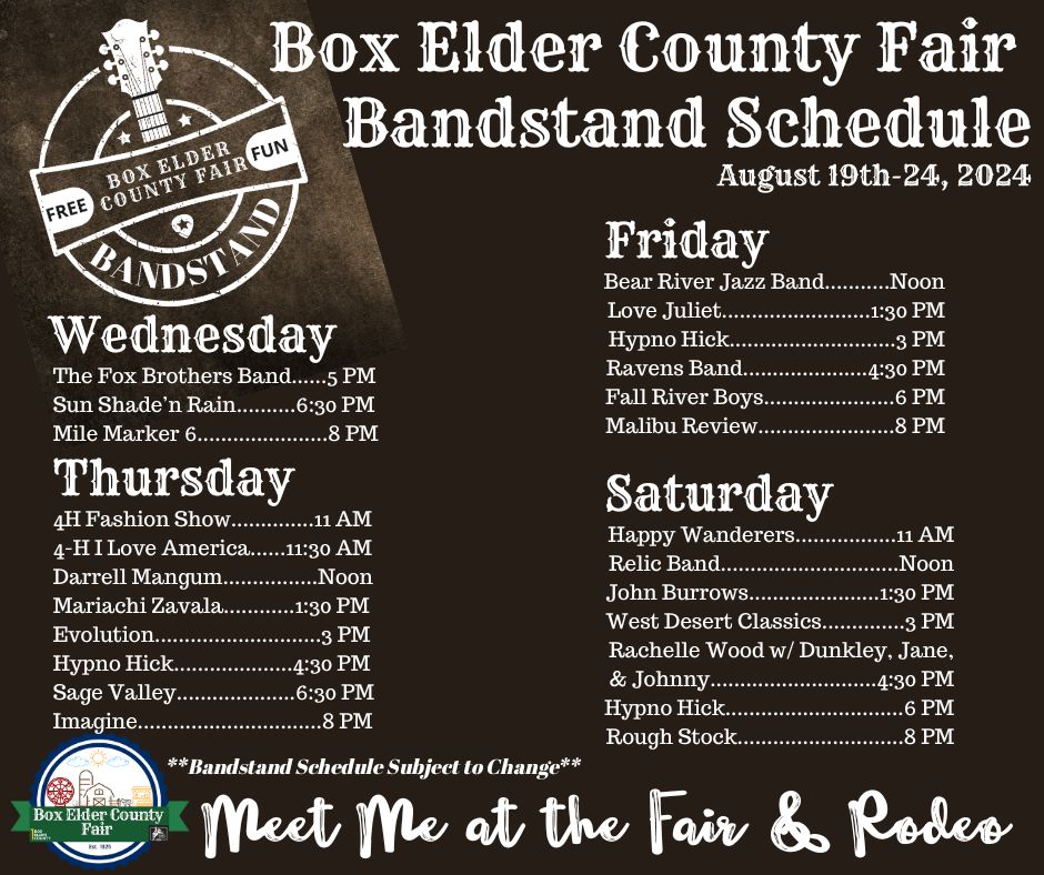Bandstand Schedule Box Elder County Utah